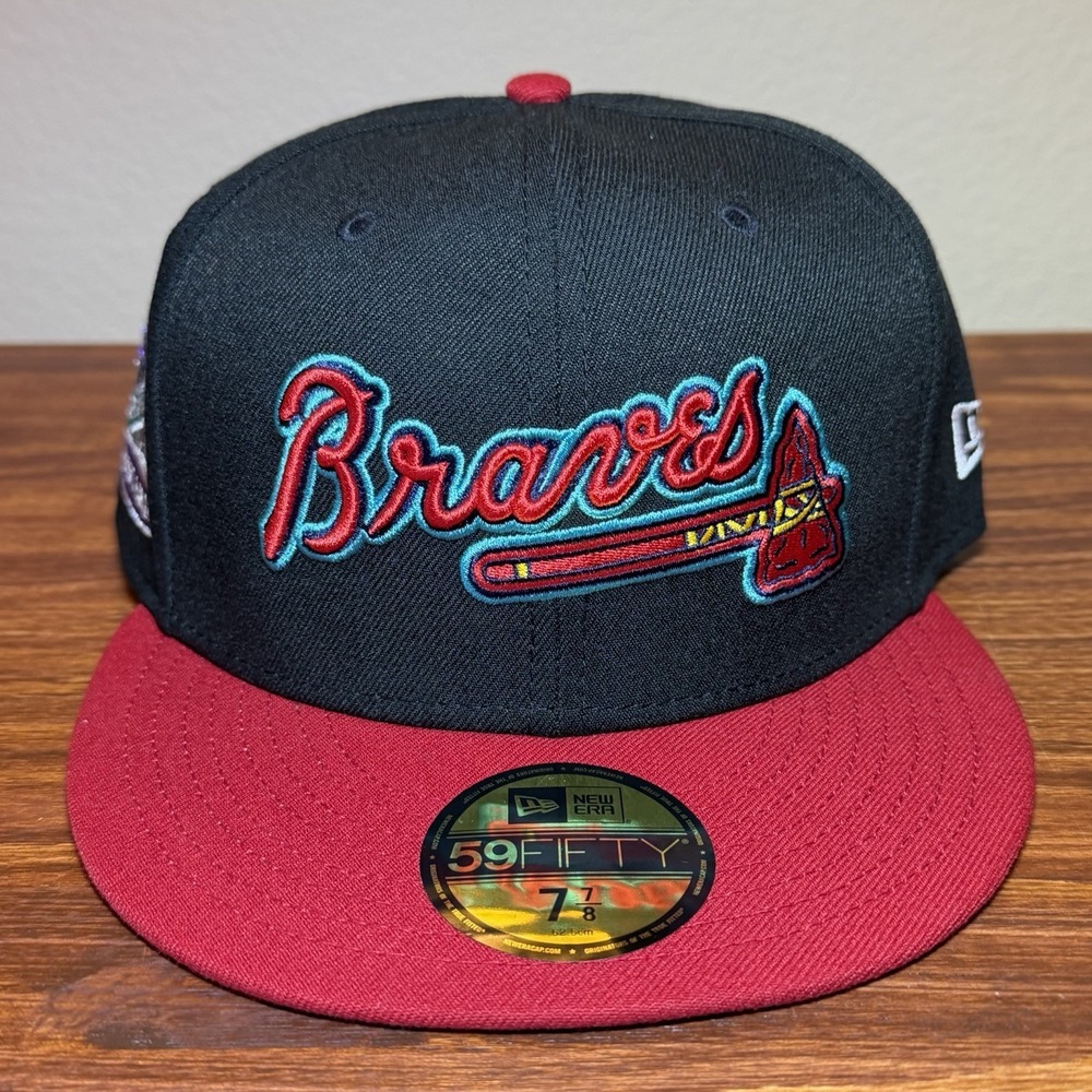 New Era Atlanta Braves Spring Training Fitted Hat 7 7/8 Black Red 59Fifty NEW